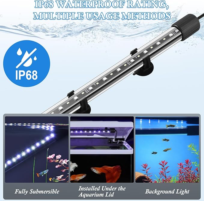 FEDOUR 15in Submersible Aquarium LED Light, 24/7 Mode Aquarium Lights with Full Spectrum RGBW LEDs, IP68 Waterproof Fish Tank Light with Dimming, Timming and Color Adjustable