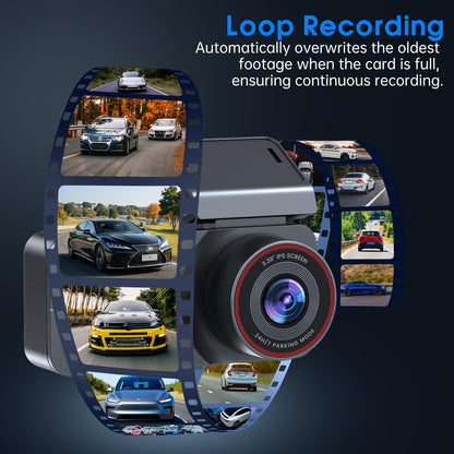 Yonvim Dash Cam Front and Rear 2.5K + 1080P QHD Dual Dash Camera for Cars 3.39” IPS Dashcam, Night Vision, G-Sensor Loop Recording, 64GB Card Included, 160° Wide Angle, 24H Parking Mode