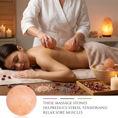 Swiffen Pack of 10 Round Ball Massage Stones, Pink Crystal Hand-Carved Stone for Massage Therapy, Deodorant and Salt and Sugar Scrubs, Spa Himalayan Salt Rocks, 1.97 Inch