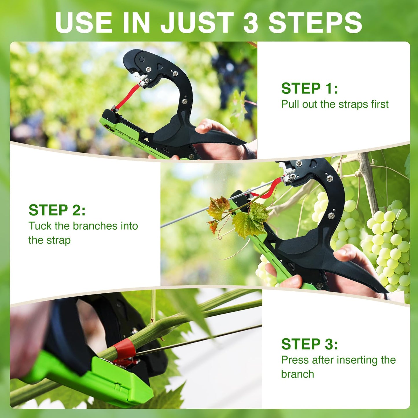 Kukkasilta Upgraded Plant Tying Machine Tie Up Vine Tomatoes and Grapes Quickly Plant Tying Tape Tool for Gardeners Farmers Plant Tie Tapener Gun with SK5 Blade Replacement Green Tapes and Staples
