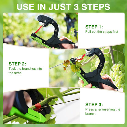 Kukkasilta Upgraded Plant Tying Machine Tie Up Vine Tomatoes and Grapes Quickly Plant Tying Tape Tool for Gardeners Farmers Plant Tie Tapener Gun with SK5 Blade Replacement Green Tapes and Staples