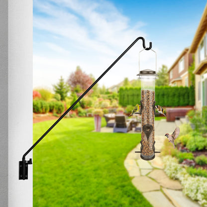 MIXXIDEA 2 Packs Heavy Duty Extended Reach Wall Mounted Deck Hook Wall Pole, Wall Bracket Direction and Length Adjustable Plant Bracket for Bird Feeders, Planters, Suet Baskets, Lanterns, Wind Chimes