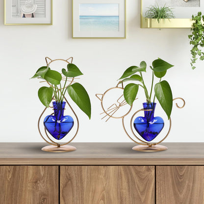 Plant Terrarium Plants Propagation Station Cat Lover Gifts for Women Home Office Decor Cat Desk Accessories