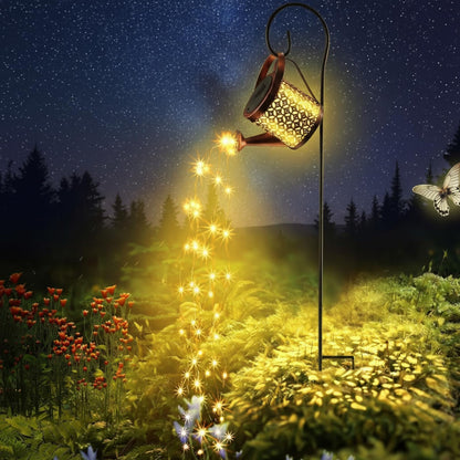 Honoson Solar Watering Can with Lights Waterproof Solar Outdoor Garden Decor Fairy Water Can Hanging Lantern Landscape Sprinkle Twinkle LED Decorative Gift for Women Yard Patio Pathway(Classic Style)