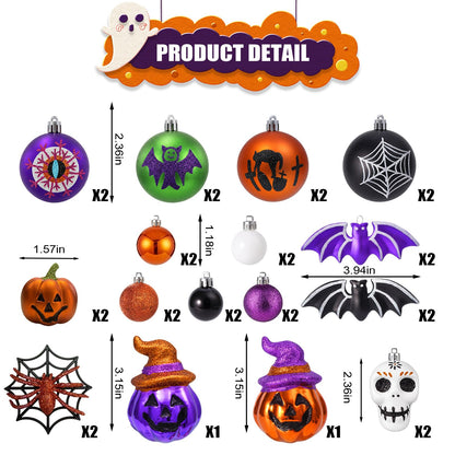 Halloween Ornament Set, 30pcs Shatterproof Tree Decorations Indoor