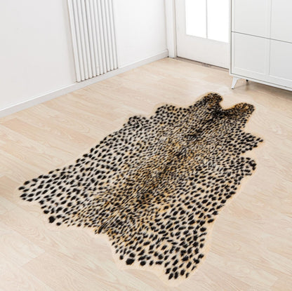 Leopard Rug Cheetah Rug Animals Printed Hide Mats Faux Fur Cowhide Skin Carpet for Home Office, Livingroom, Bedroom, 5.3ft x 6.6ft