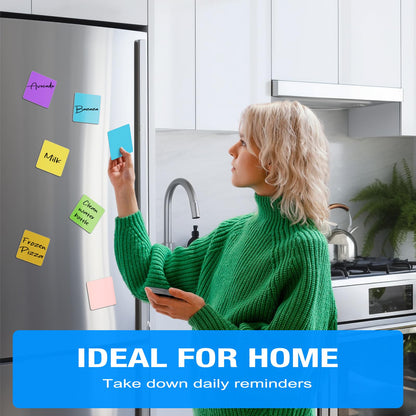 Bintomo Reusable Magnetic Sticky Notes: 30PCS 3"x3" Dry Erase Magnets Labels for Whiteboard, Fridge, Locker - Cute Erasable Post Sticker with Marker for Classroom Office Home White Board Accessories