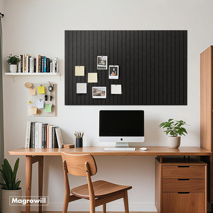 Cork Board Tiles for Wall with Push Pins, Removable 36" x 24" Slat Bulletin Board Sets, Adhesive Pin Board | Magrowill 6 Packs Felt Panels for Interior Wall Decor
