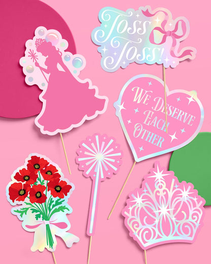xo, Fetti Pink + Green Witch Photo Props - 24 Count | Bachelorette Backdrop, Kids Birthday Party Photo Booth, Movie Night Background Decorations
