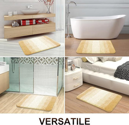 OLANLY Large Bathroom Rugs Mat 40x24, Extra Soft Absorbent Microfiber Bath Rug, Rubber Backing, Quick Dry, Washable Bath Mats for Bathroom Floor, Tub and Shower, Home Decor Accessories, Light Yellow