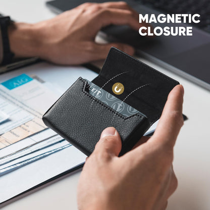 VULKIT Business Card Holders Large Capacity for 30-40 Business Cards with RFID Blocking Magnetic Closure