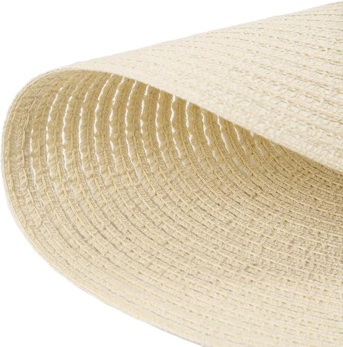 SHACOS Round Braided Placemats Set of 6 Round Table Place Mats for Dining Tables 15 inch (Cream, 6)