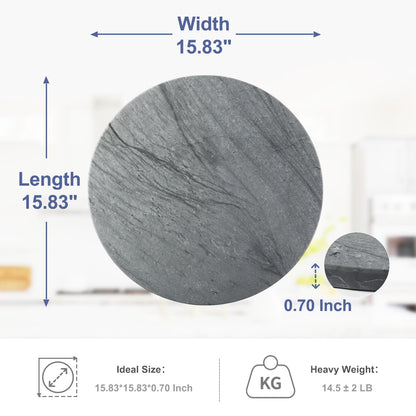 Koville 16" Grey Marble Pastry Cutting Board, Large Marble Cheese Serving Board for Kitchen Countertop, Stone Tray for Baking, Charcuterie, Trivet, Dough Pastry and Stone Cutting Boards