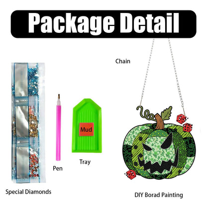 DIY Diamond Art Hanging Kit for Adult,Acrylic Diamond Art Painting Window Pendants Home Garden Wall Hanging Kits Halloween Hanging Festival Gfit
