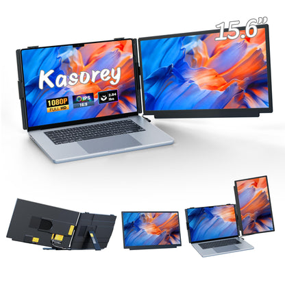 kasorey Laptop Screen Extender, 15.6" FHD 1080P Detachable Laptop Monitor Extender for 13-17.3" Laptop, Plug-Play Portable Laptop Extended Monitor, Slim 0.27'' Travel Monitor for Wins/Mac/Android/PS5