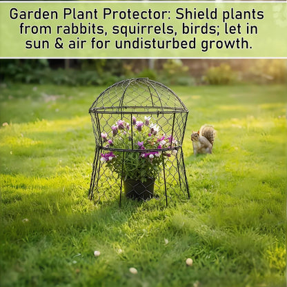 JAWULIJA Garden Cloches for Plants 2 Pack Metal Plant Protectors from Animals Chicken Wire Cloche Updated Plant Cages for Outdoor Plants Vegetables Seedlings 13" D x 14" H