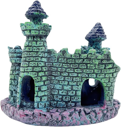 Small Aquarium Castle Decor , Mini Cute Fish Tank Castle Ornaments , Little Fish Fish Larvaes Shelter Shrimp Hide Caves Hideout for Small Medium Fish Tank Crab Shrimp Betta Cichlid Tank Decor (Blue)