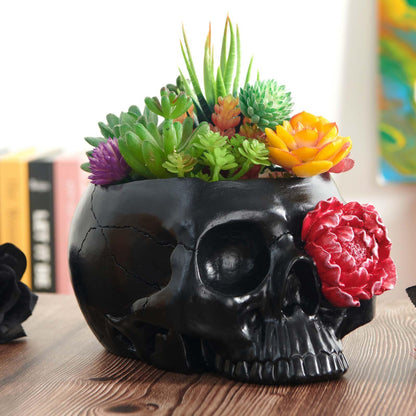 KIKTOP Camera Decorative Planter Plant Gift+Skull Planter Black Room Decor Head Planter