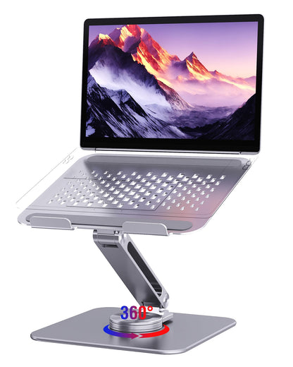 SENZANS Laptop Stand for Desk, Aluminum Alloy Ergonomic Laptop Riser 360 Rotation Base, Portable Adjustable Laptop Stand for Office Home Fits MacBook Air Pro, Dell, HP (10"-17.3'') - Silver