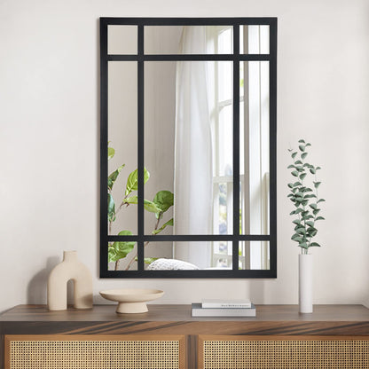 HQiJun Black Rectangle Mirror, Farmhouse Decorative Wall Mirror for Entryway, Living Room, Bedroom, Hallway, Fireplace, Accent Wall Decor (Black1, 30" x 20")