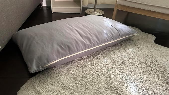 Natural Cotton Canvas Dog Bed – Raw Cotton Filled Pet Cushion Insert, Breathable Eco-Friendly Dog Mattress, Durable Washable Cover with Zipper (Blue Gray, Large 48"x30"x5")