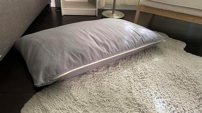 Natural Cotton Canvas Dog Bed – Raw Cotton Filled Pet Cushion Insert, Breathable Eco-Friendly Dog Mattress, Durable Washable Cover with Zipper (Blue Gray, Large 48"x30"x5")