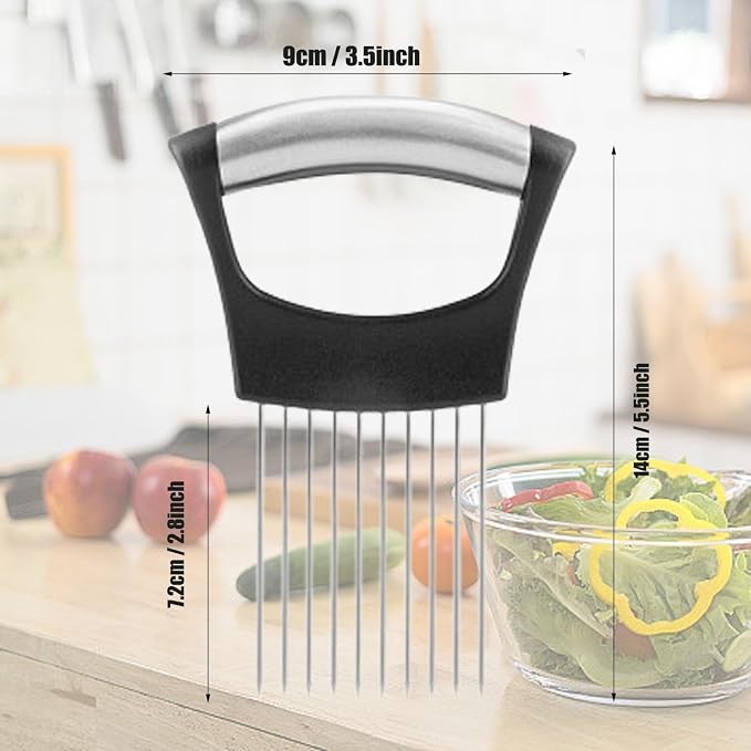 1Pc Onion Holder for Slicing, Onion Cutter for Slicing and Storage Onions, Tomato, Lemon, Eggs and Vegetables, Stainless Steel Onion Holder, Onion Slicer