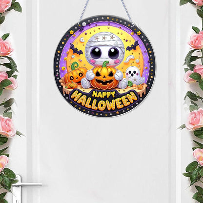 VODAPYC Halloween Ghost Diamond Art Hanging Kit for Adults, DIY Double Sided Special Shaped Diamonds Art Window Pendant Ornament for Home Decor(Happp Halloween)
