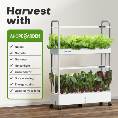 Ahopegarden Indoor Garden Hydroponics Growing System Kit: 60 Pods Indoor Herb Garden with LED Grow Light - Plant Germination Kit, 32L Large Capacity Hydroponic Tower for Vegetables Fruits Flowers