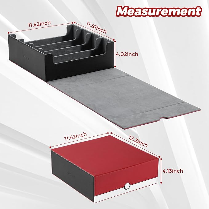 tombert White & Red Trading Card CaseHolds 3200+ Cards, Includes 16 Dividers& 4 Customizable Inserts, SecureMagnetic Closure for MTG, YuGiOh,Sports & More (4 Rows)