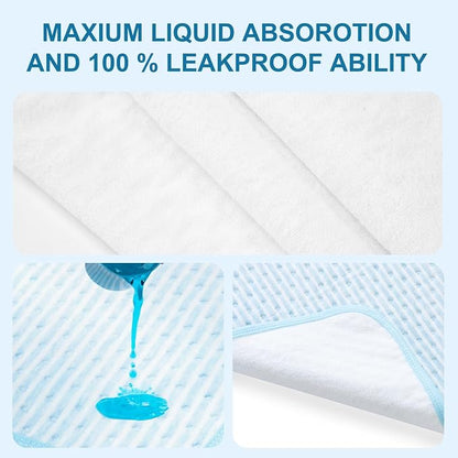 Bed Pads for Incontinence Washable, 40"x55" Large Reusable Waterproof Soft Wetting Underpad for Adults, Elderly, Seniors, Women, Kids & Pets, Machine Washable Pad for Bed, Sofa-Blue