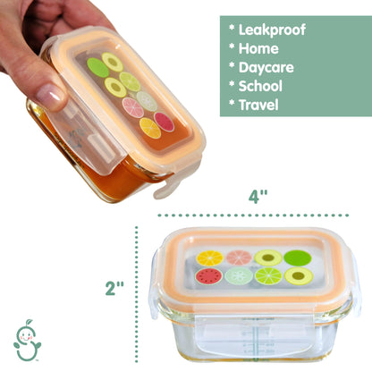 Sage Spoonfuls Glass Baby Food Containers with Lids - 6 Pack, 4 oz & 7oz Baby Food Jars, Durable, Leakproof, Airtight, Freezer Storage, Reusable Glass Baby Food Containers, Microwave & Dishwasher Safe