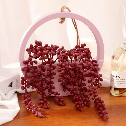 Hobyhoon Artificial Hanging Plants Hanging Planter Fake Succulents Artificial String of Pearls with Pot and Lanyard for Home Office Wall Decoration