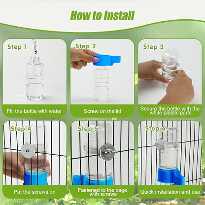 BWOGUE 2PCS Automatic Bird Water Dispenser, 4.73 Fl Oz Parakeet Water Dispenser for Cage No Mess Suspended Bird Water Feeder for Cockatiel Budgie Conure Lovebirds