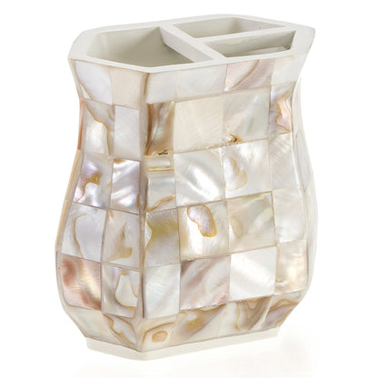 Milano Bathroom Toothbrush Holder - Decorative Bathroom Toothbrush Organizer Finished in Beautiful Mother of Pearl, 3 Slot Toothbrush Holder for Bathroom Fits Multiple Brushes