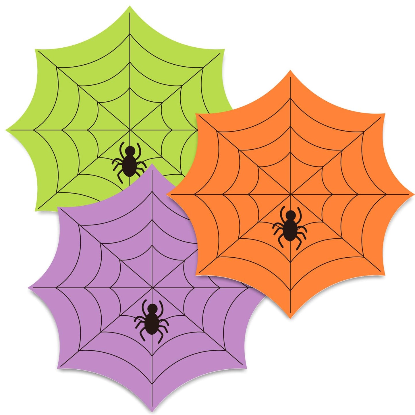 Whaline 48 Pack Halloween Paper Place Mats 13 Inch Spiderweb Disposable Placemats Green Orange Purple Spider Web Paper Table Mats for Kitchen Dinner Table Setting