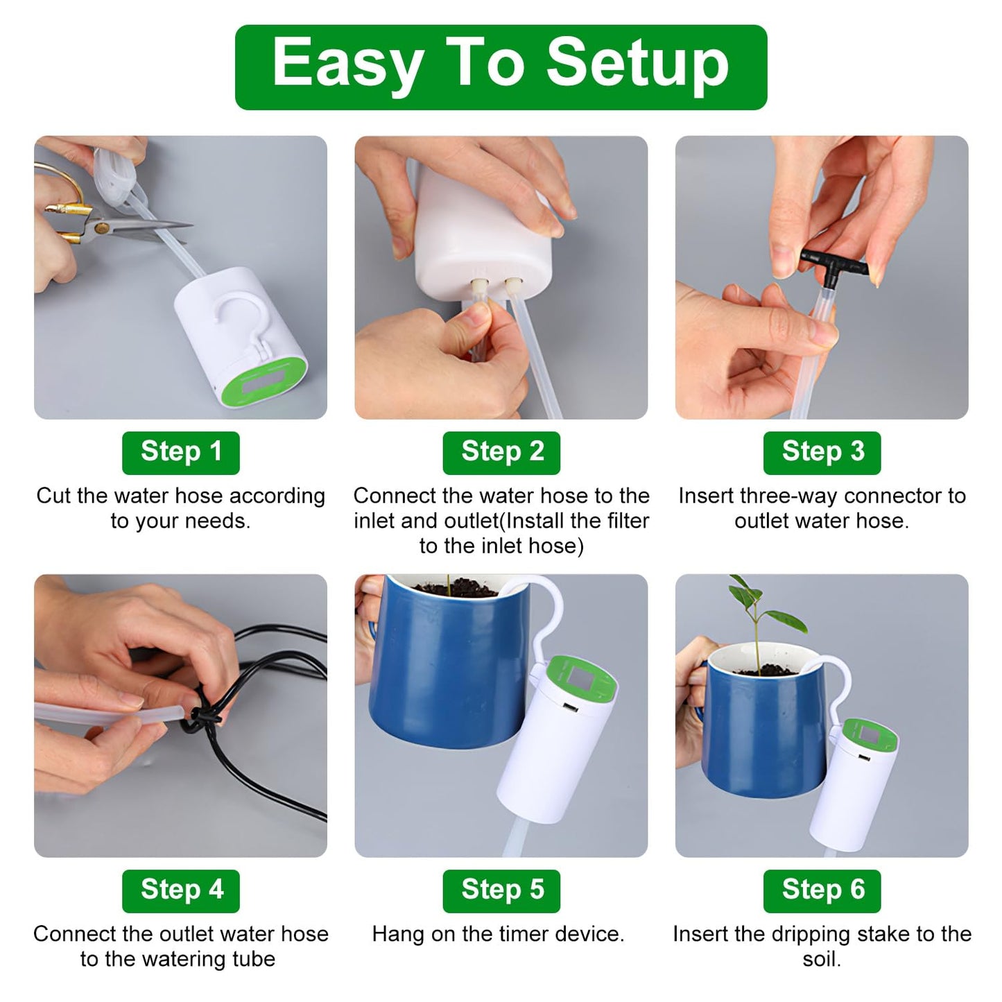 TeqHome Automatic Plant Waterer Indoor for 12 Potted Plants, Self Watering Drip Irrigation System Kit with Programmable Water Timer for Outdoor Indoor Office Garden Balcony Vacation Patio Greenhouse