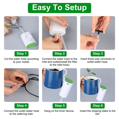 TeqHome Automatic Plant Waterer Indoor for 12 Potted Plants, Self Watering Drip Irrigation System Kit with Programmable Water Timer for Outdoor Indoor Office Garden Balcony Vacation Patio Greenhouse