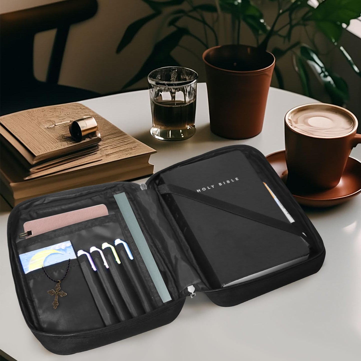 Bible Bags for Women Bible Study Supplies Book Covers with Zipper for Journaling, Bible Cover Case for Men, Organizer Tote Carrying Case with Strap Church Bags for Woman