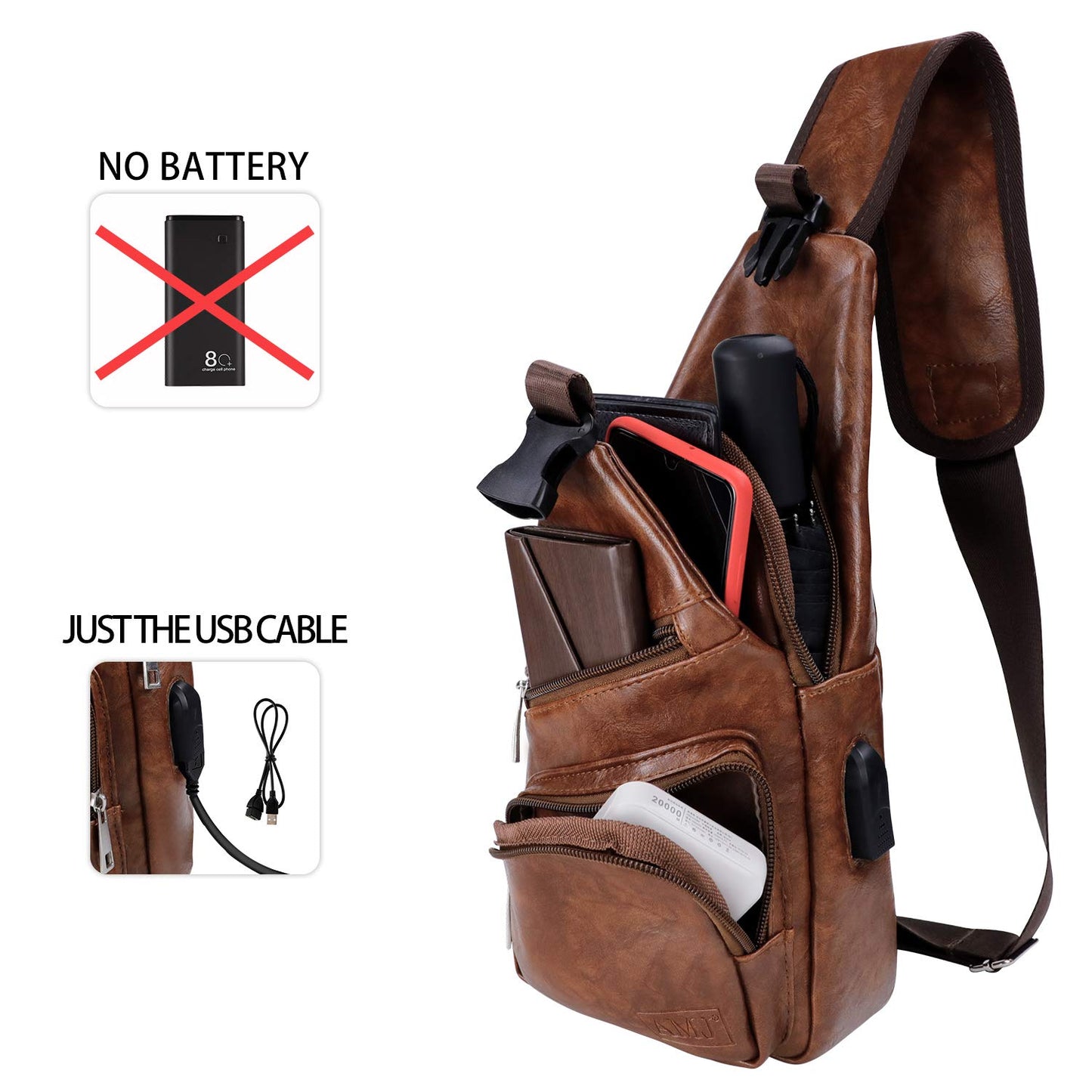AMJ Crossbody Sling Bag Men Women, Casual Shoulder Backpack, Chest Daypack Satchel for Hiking Travel