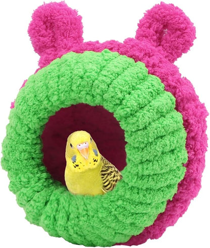 Wontee Bird Nest Bed Breeding House Winter Warm Snuggle Hut for Budgies Parakeets Cockatiels Lovebirds Canaries (Rose)