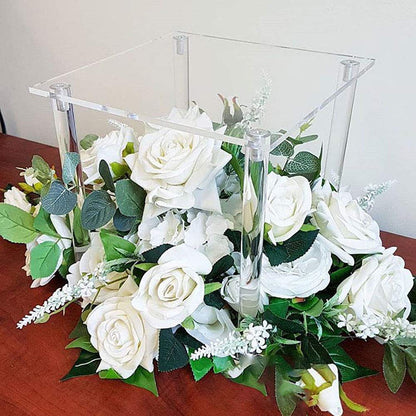 Simprefine 2 Pcs 10 Inches Acrylic Crystal Centerpieces for Wedding Table Decoration Backdrop Flower Stand Clear Column Pillar for Mariage Event Party Floral Décor