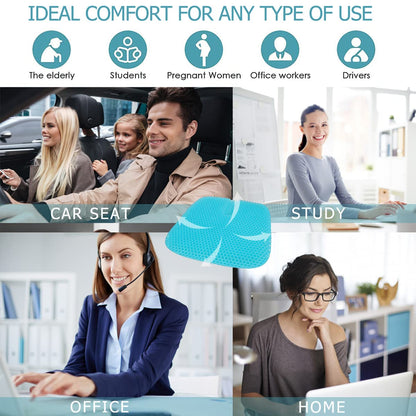 masteymoh Gel Seat Cushion for Long Sitting, Gel Cushions for Pressure Sores Relief, 18.5x17.3x1.2 Inches Cooling Gel Car Seat Cushion, Seat Cushions for Office Chairs with Breathable Nonslip Cover