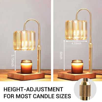 Yuichoy Candle Warmer Lamp with Timer, Dimmable Electric Candles Wamer Adjustable Height, Gifts for Women Mom, Glass Modern Candle Melter Lamp, Amber