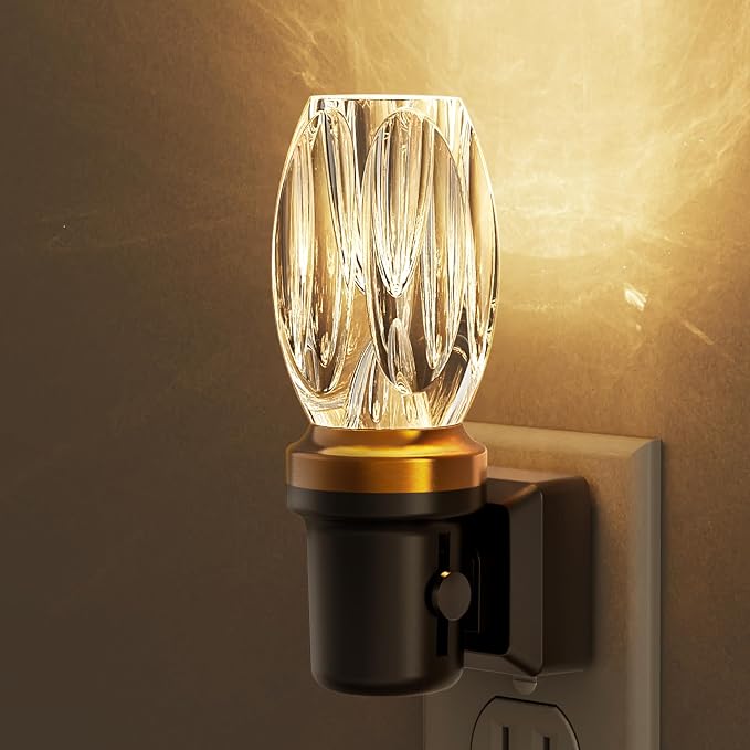 L LOHAS LED Night Light, Dimmable Night Lights Plug into Wall, Automatic Nightlights Plug in, Light Sensor, 3000K 100LM Adjustable Brightness, LED Nightlight Crystal for Bathroom Bedroom Hallway,1Pack