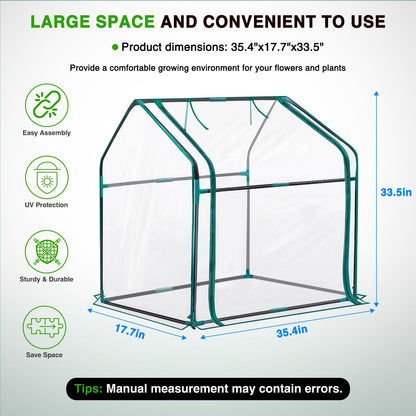 Yesker Mini Greenhouse 36"x18"x33" Portable Small Green House for Indoor Outdoor Greenhouses with PVC Cover Compact Greenhouses Kit for Winter Gardening Balcony Patio Outside Backyard Plant Protection