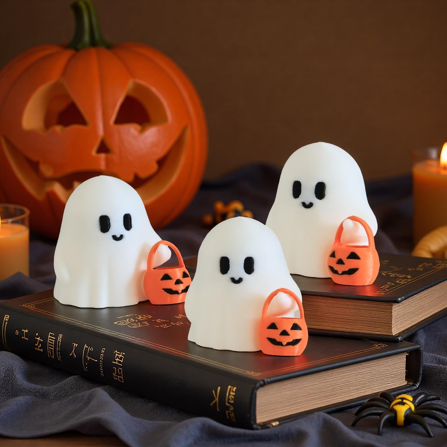 virsomier 3pcs Halloween Ghost Figurine - Cute Tiny Trick or Treat Ghost, Little Figurine for Halloween Home Decorations Indoor, Cute Decor (A)