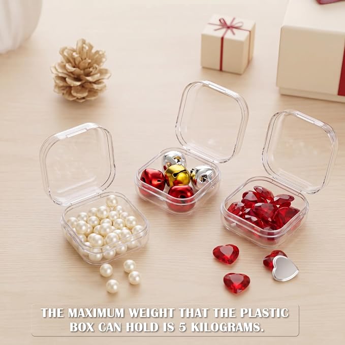 Jetec 6 Pieces Mini Plastic Clear Beads Storage Containers Box for Collecting Small Items, Beads, Jewelry, Business Cards, Game Pieces, Crafts (1.4 x 1.4 x 0.7 Inch)