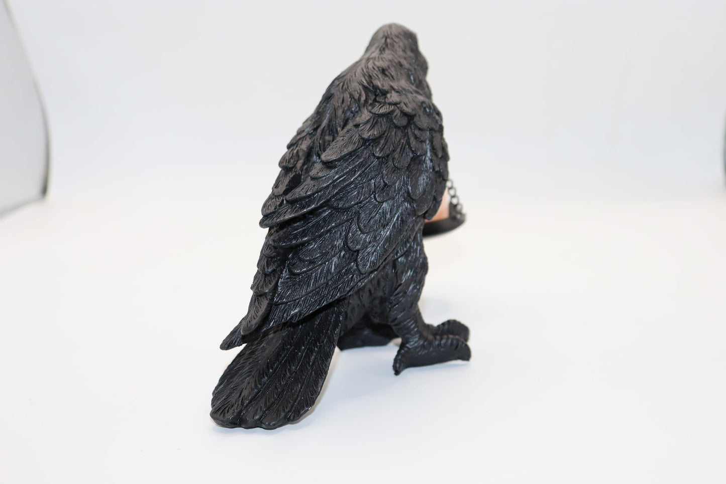 Gothic Crow Light Holder Halloween Candle Holder, Fake Raven Tealight Holder with Skull Base, Resin Statue for Indoor Spooky Home Decor