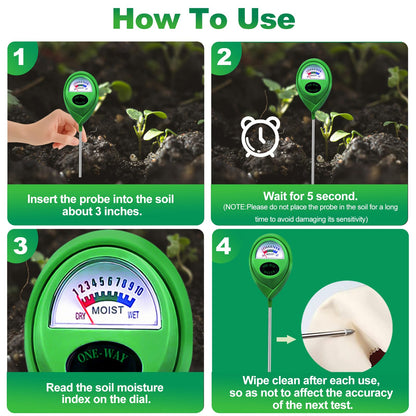 METINFUS Soil Moisture Meter, Hygrometer Soil Tester for Plants, Moisture Sensor, Soil Moisture Sensor without Battery, Ideal Garden Tool for Lawn, Indoor and Outdoor Use (Light Green, Pack of 2)